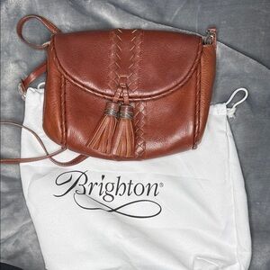 Brighton Chestnut Brown Leather Tassel Crossbody Bag